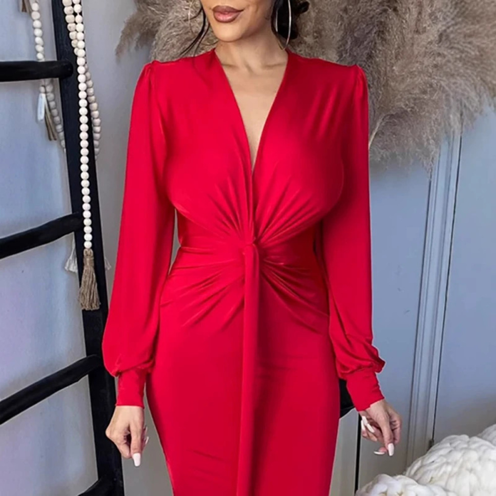ZARA Red Ombre Sequin Fitted Puff Sleeve Midi Spring Summer Party Dress